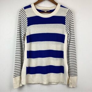 Loft size Small Women’s Blue Black White Mixed Striped Pullover Sweater